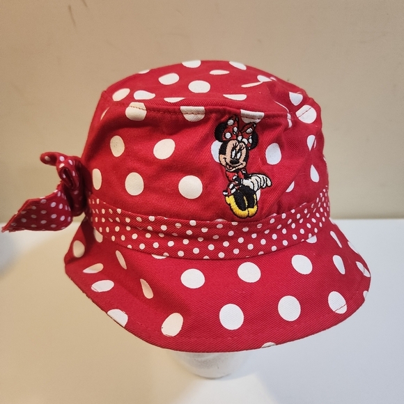 Disney Red Girls Minnie Mouse  polka Dot  bucket hat - Picture 1 of 9